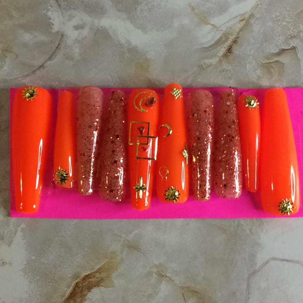 Xl Orange Nails